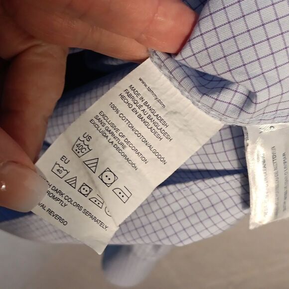 Tommy Hilfiger Men's Blue Checkered Untuck Shirt - Picture 5 of 7